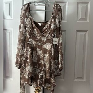 Altar'd State Brown Floral Romper